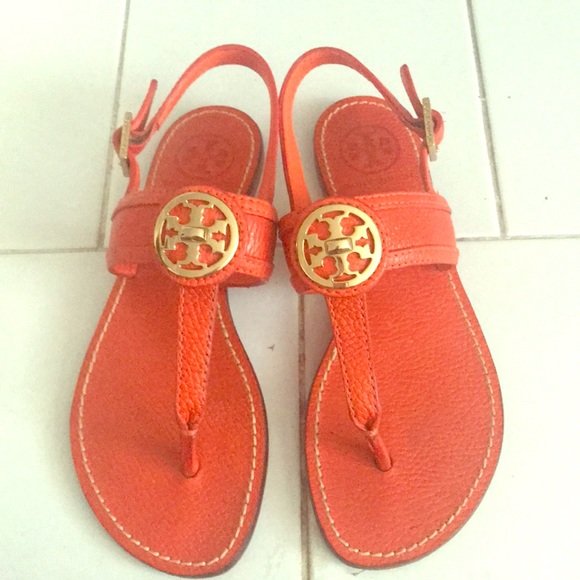 tory burch orange flip flops